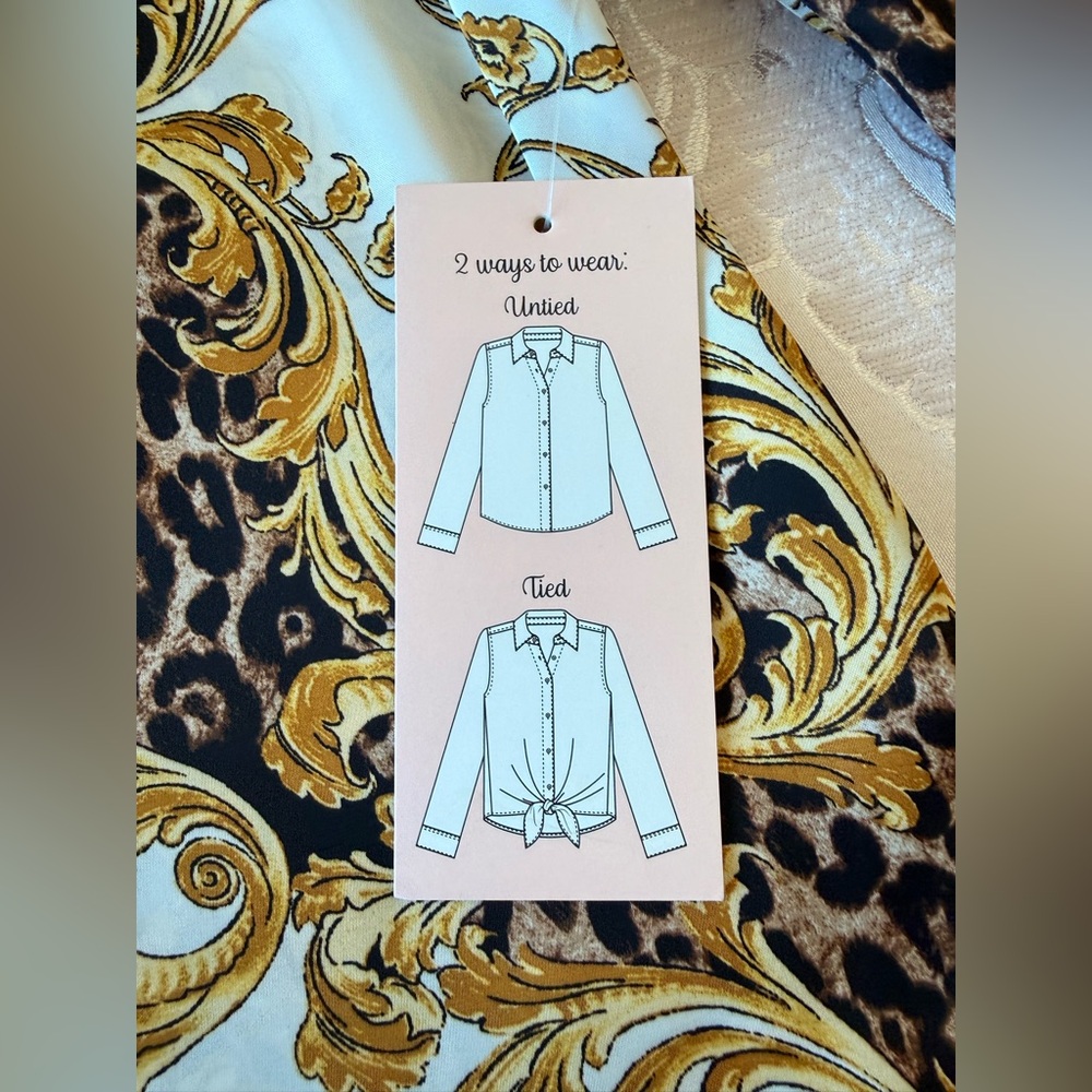 Leopard Print and Baroque Pattern blouse NWT - image 6